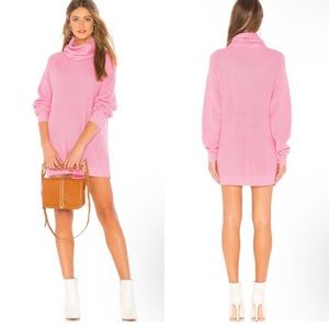 Tularosa Revolve Pink Rose Turtleneck Ribbed Sweater Dress Size XS